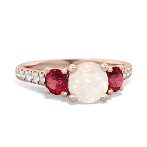 Opal Genuine Opal with Lab Created Ruby and Lab Created Pink Sapphire Pave Trellis ring Ring