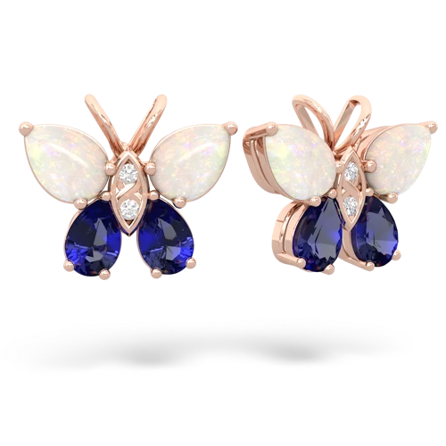 opal-lab sapphire butterfly earrings