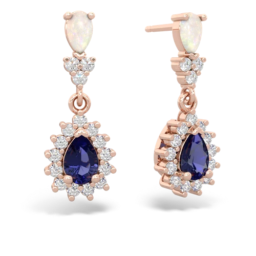 opal-lab sapphire dangle earrings