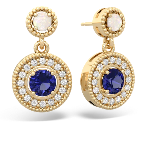 opal-lab sapphire halo earrings