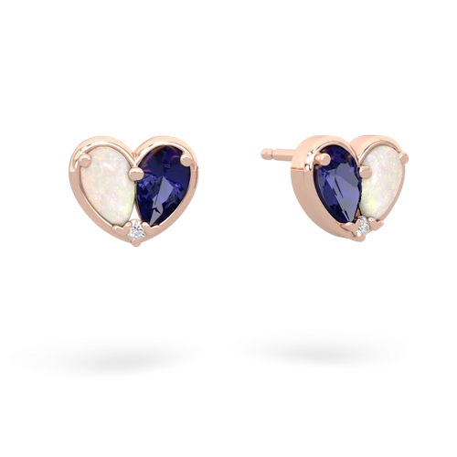 opal-lab sapphire one heart earrings