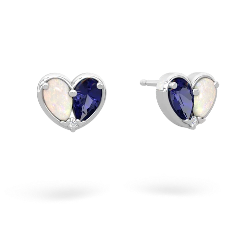 opal-lab sapphire one heart earrings