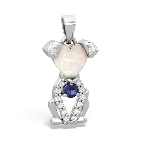 opal-lab sapphire birthstone puppy pendant