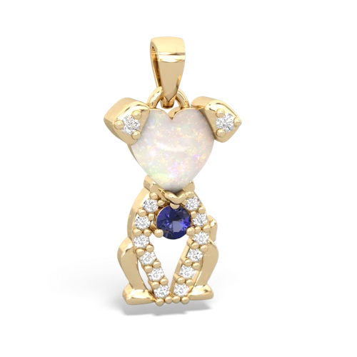 opal-lab sapphire birthstone puppy pendant