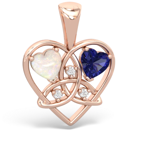 Opal Genuine Opal with Lab Created Sapphire Celtic Trinity Heart pendant Pendant