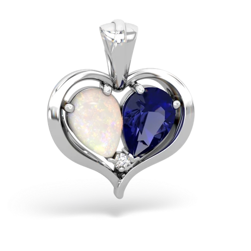 Opal Genuine Opal with Lab Created Sapphire Two Become One pendant Pendant