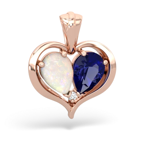 opal-lab sapphire half heart whole pendant