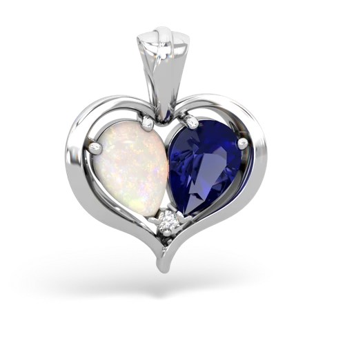 opal-lab sapphire half heart whole pendant