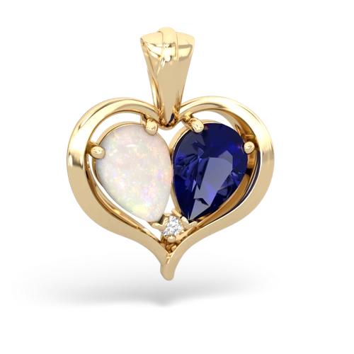 opal-lab sapphire half heart whole pendant