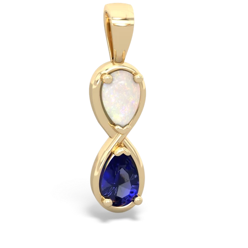 Opal Genuine Opal with Lab Created Sapphire Infinity pendant Pendant