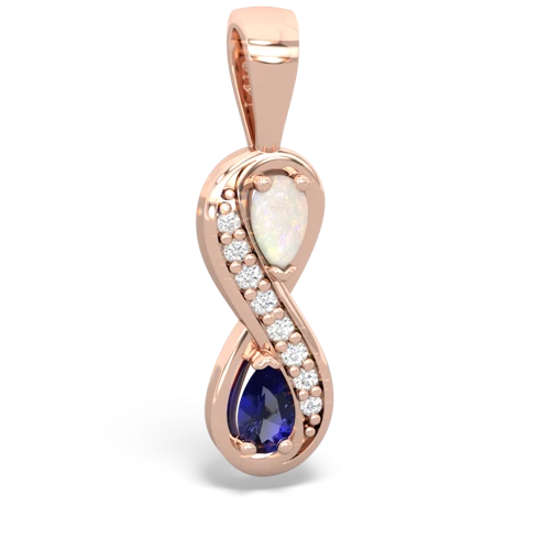 Opal Genuine Opal with Lab Created Sapphire Keepsake Infinity pendant Pendant