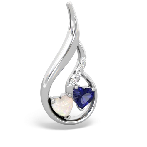 Opal Genuine Opal with Lab Created Sapphire Keepsake Curves pendant Pendant