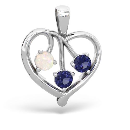 Opal Genuine Opal with Lab Created Sapphire and  Glowing Heart pendant Pendant