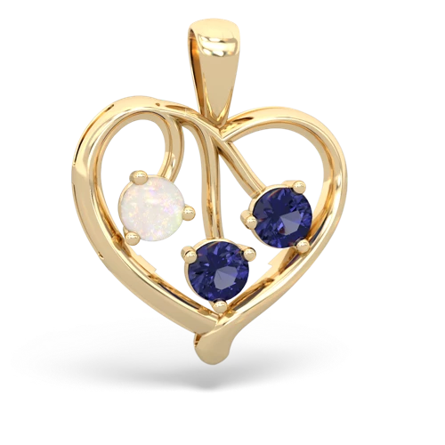 opal-lab sapphire love heart pendant