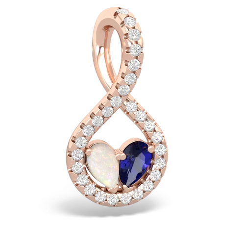 Opal Genuine Opal with Lab Created Sapphire PavÃ© Twist pendant Pendant