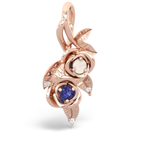 Opal Genuine Opal with Lab Created Sapphire Rose Vine pendant Pendant
