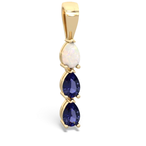 Genuine Opal with Lab Created Sapphire and Genuine London Blue Topaz Three Stone pendant