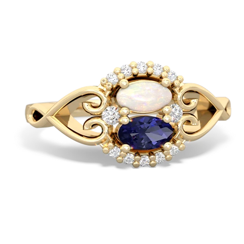 Opal Genuine Opal with Lab Created Sapphire Love Nest ring Ring
