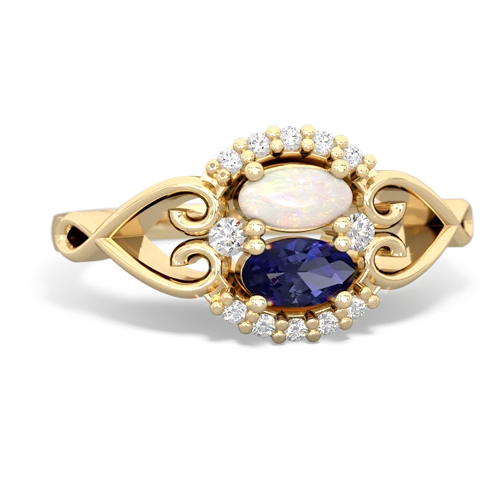 opal-lab sapphire antique keepsake ring