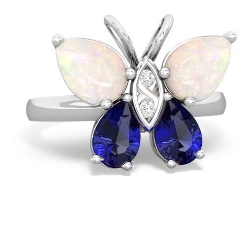 opal-lab sapphire butterfly ring