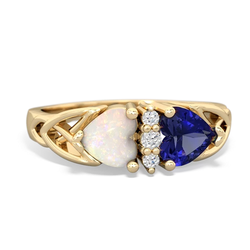 Opal Genuine Opal with Lab Created Sapphire Celtic Trinity Knot ring Ring