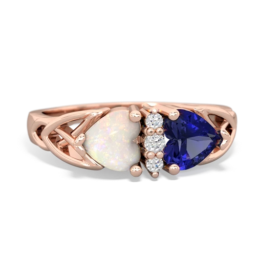 opal-lab sapphire celtic ring