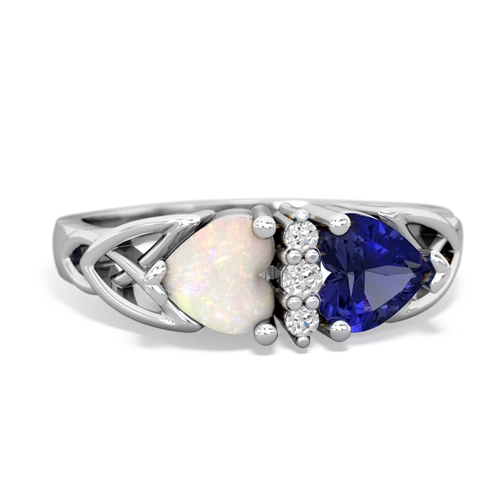 opal-lab sapphire celtic ring