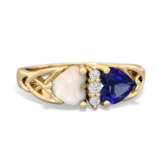 opal-lab sapphire celtic ring