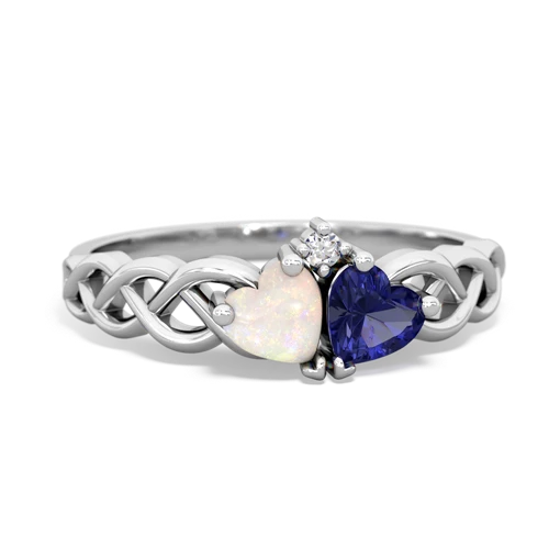 opal-lab sapphire celtic braid ring