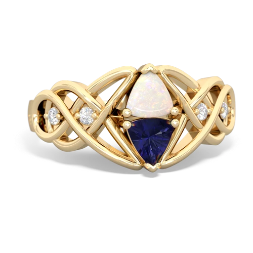 Opal Genuine Opal with Lab Created Sapphire Keepsake Celtic Knot ring Ring
