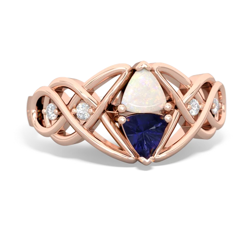 opal-lab sapphire celtic knot ring