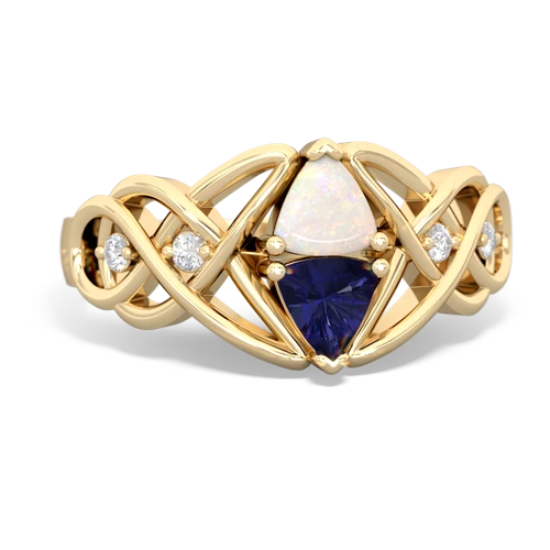 opal-lab sapphire celtic knot ring