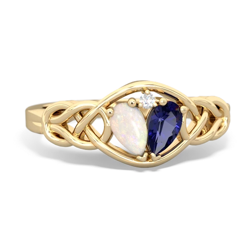 Opal Genuine Opal with Lab Created Sapphire Celtic Love Knot ring Ring