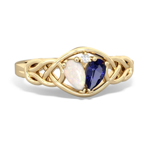 opal-lab sapphire celtic knot ring