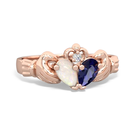 opal-lab sapphire claddagh ring