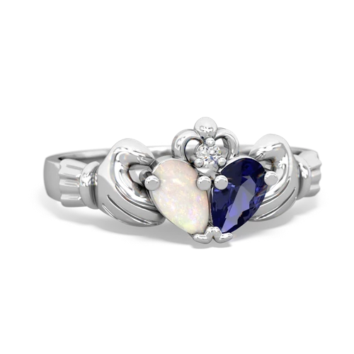 opal-lab sapphire claddagh ring