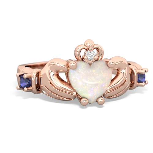 opal-lab sapphire claddagh ring