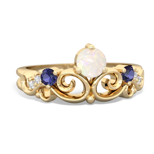 opal-lab sapphire crown keepsake ring