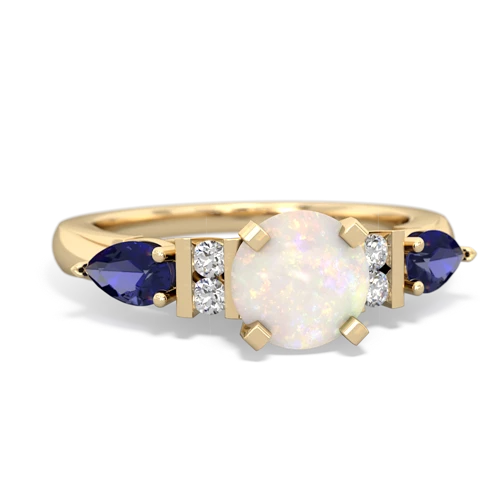 Opal Genuine Opal with Lab Created Sapphire and  Engagement ring Ring