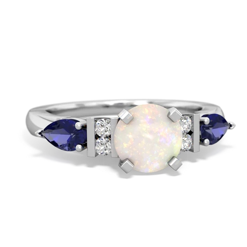 opal-lab sapphire engagement ring