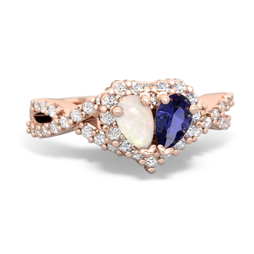 opal-lab sapphire engagement ring