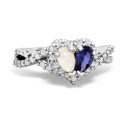 opal-lab sapphire engagement ring