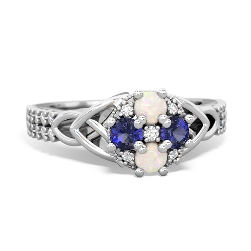 Opal Genuine Opal with Lab Created Sapphire Celtic Knot Engagement ring Ring