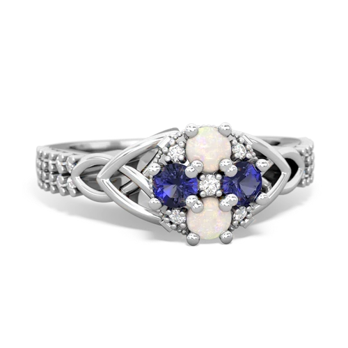 opal-lab sapphire engagement ring