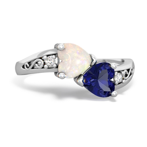 opal-lab sapphire filligree ring