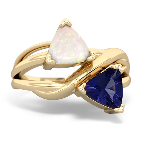 opal-lab sapphire filligree ring