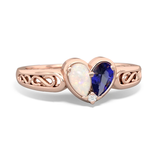 opal-lab sapphire filligree ring