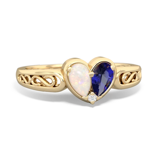 opal-lab sapphire filligree ring