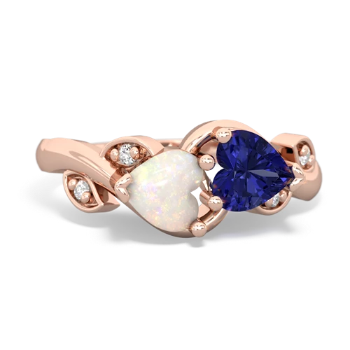 opal-lab sapphire floral keepsake ring