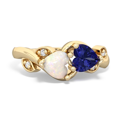 opal-lab sapphire floral keepsake ring